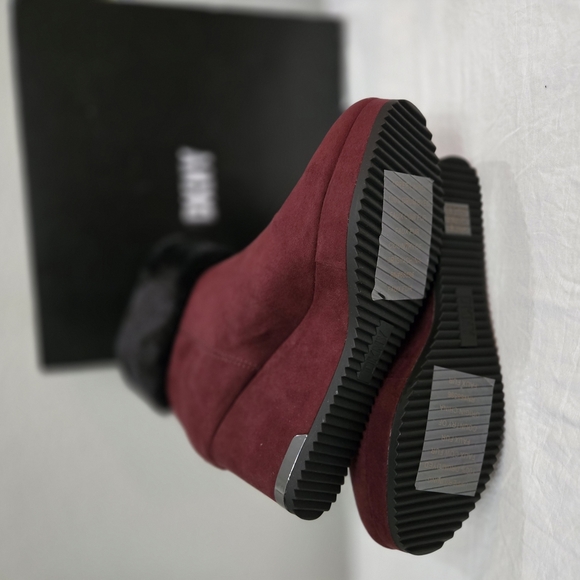 DKNY Burgundy and Black Wedge Boots - Picture 6 of 10